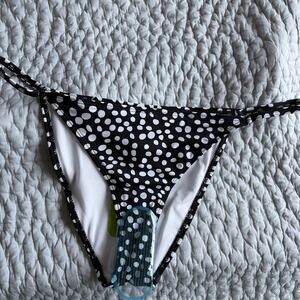 Peek & Beau Polka Dot Bikini Bottom Womens Size 8 Black White REPREVE‎ Swimwear